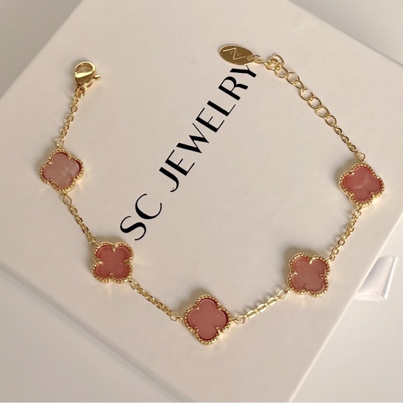 Petite Clover Pink Mother of Pearl 14k Gold Filled - Picture 3 of 11